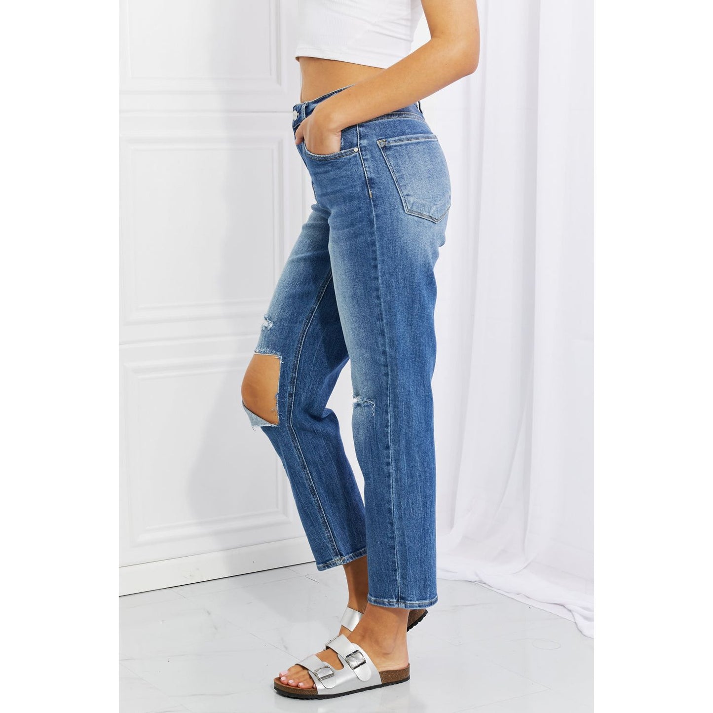 RISEN Full Size Emily High Rise Relaxed Jeans