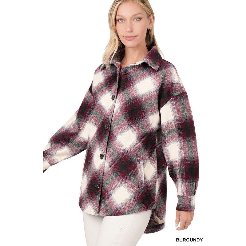 Yarn Dyed Plaid Shacket With Pockets