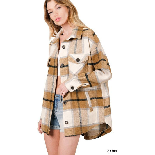 OVERSIZED YARN DYED PLAID SHACKET