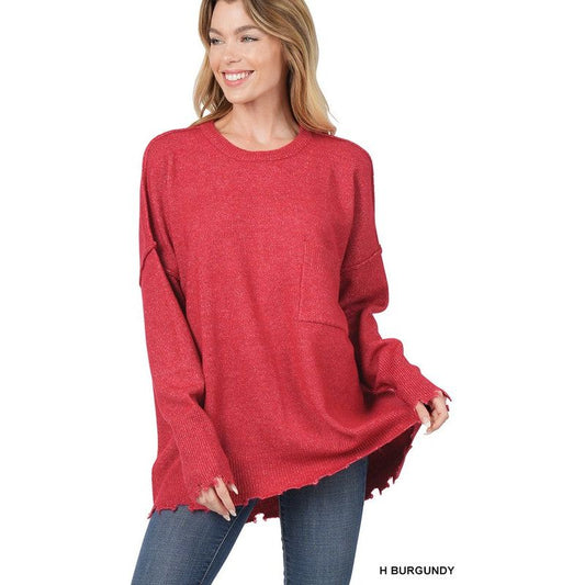 Distressed Melange Oversized Sweater