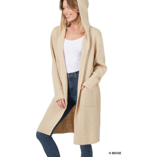 Hooded Open Front Cardigan