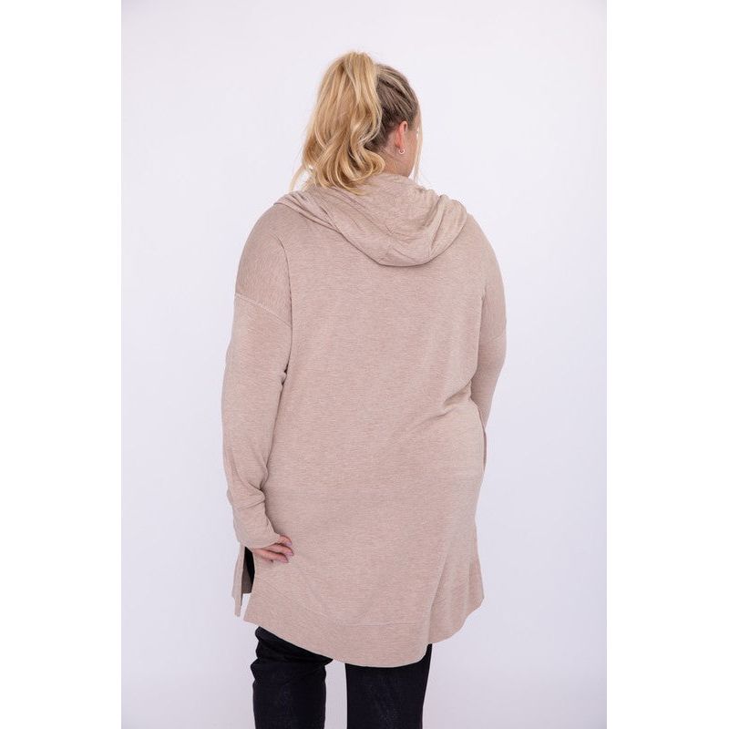 Curvy Longline Hooded Cardigan with Pockets