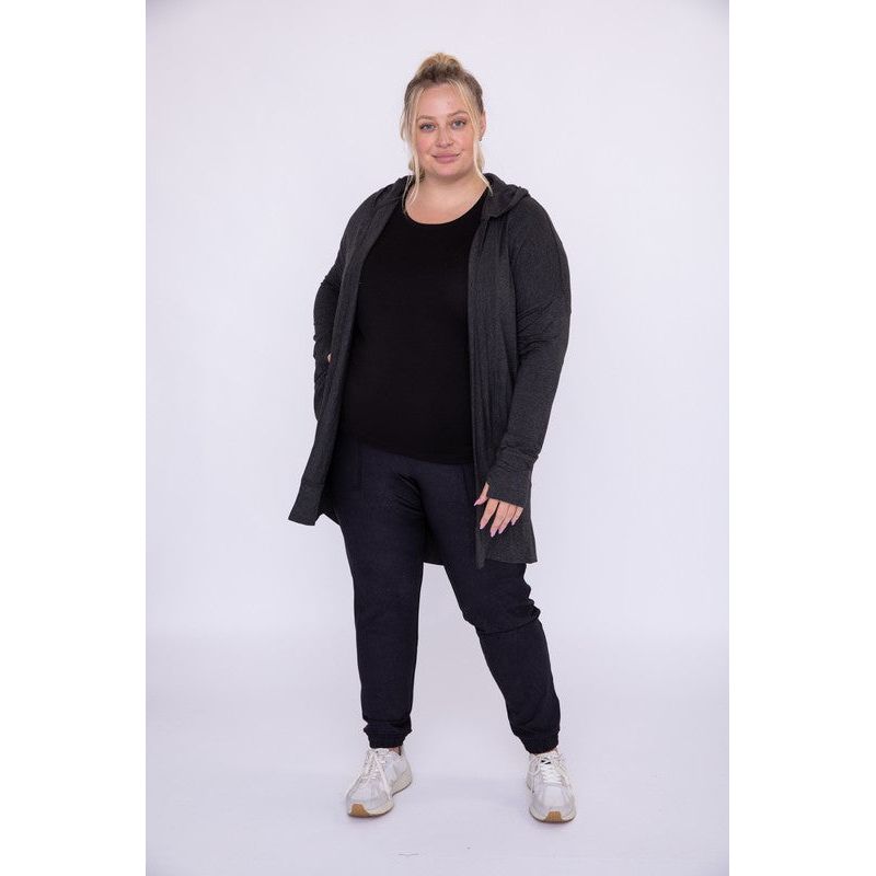 Curvy Longline Hooded Cardigan with Pockets