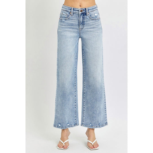 RISEN Full Size Tummy Control High Rise Crop Wide Leg Jeans