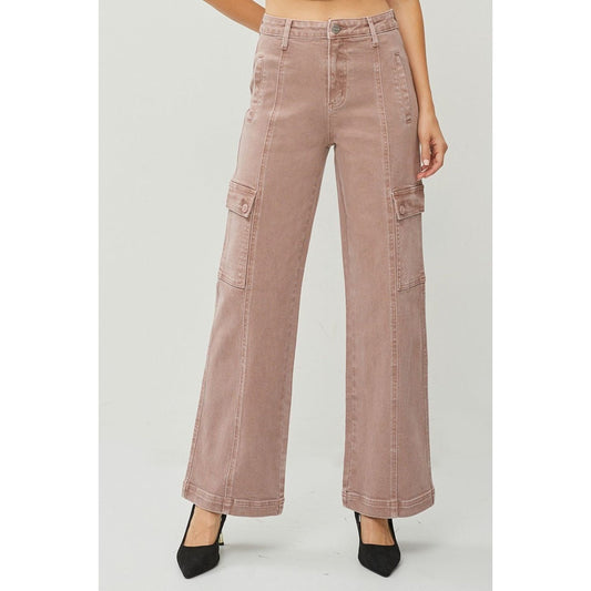 RISEN Full Size High Rise Wide Leg Cargo Jeans