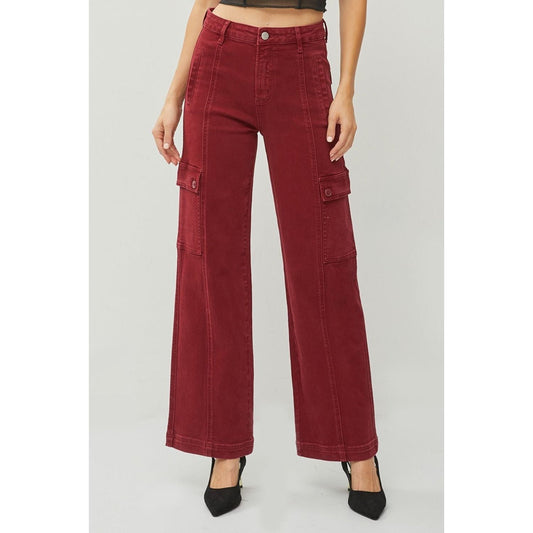 RISEN Full Size High Rise Wide Leg Cargo Jeans