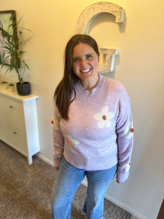Lilac Daisy Sweater