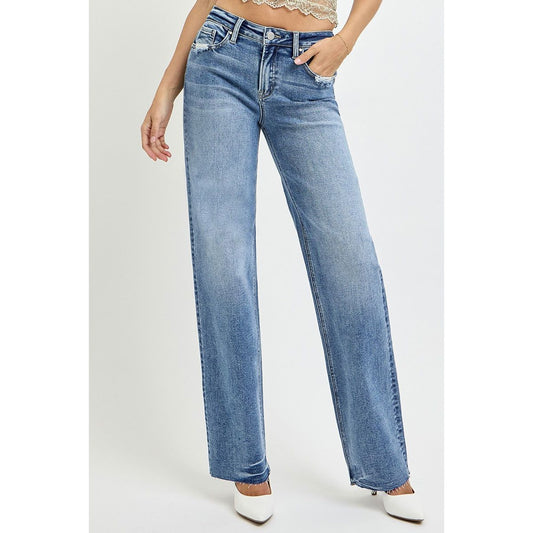 RISEN Full Size High Rise Straight Leg Jeans with Pockets