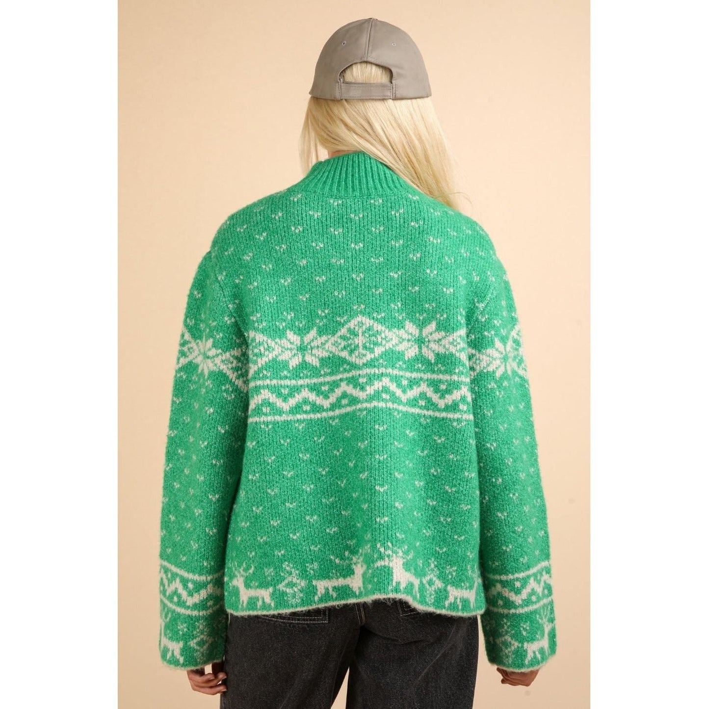 VERY J Christmas Element Mock Neck Long Sleeve Sweater