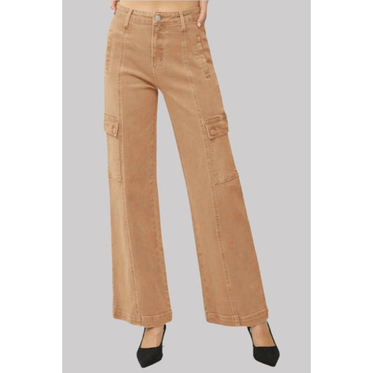 RISEN Full Size High Rise Wide Leg Cargo Jeans