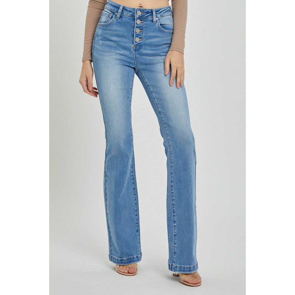 RISEN Full Size High Rise Button Fly Bootcut Jeans