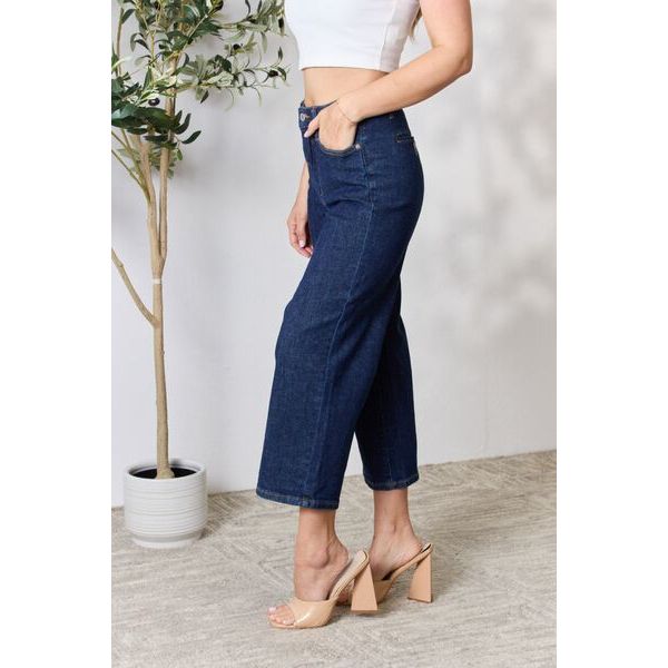 Judy Blue Full Size High Waist Cropped Wide Leg Jeans