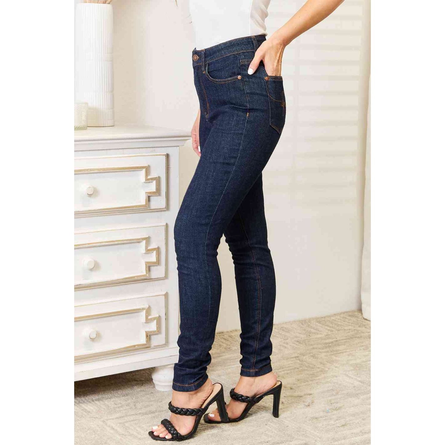 Judy Blue Full Size High Waist Pocket Embroidered Skinny Jeans