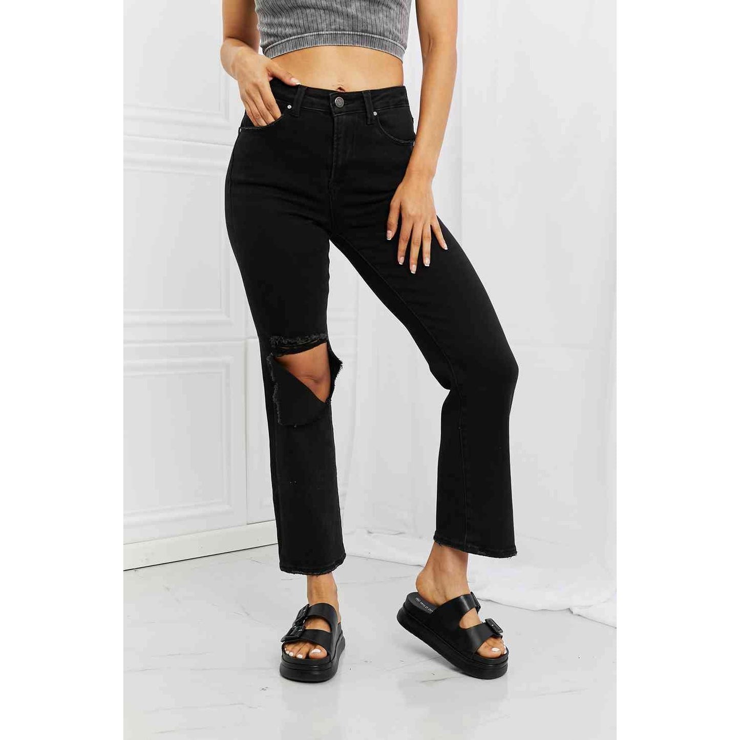 RISEN Full Size Yasmin Relaxed Distressed Jeans