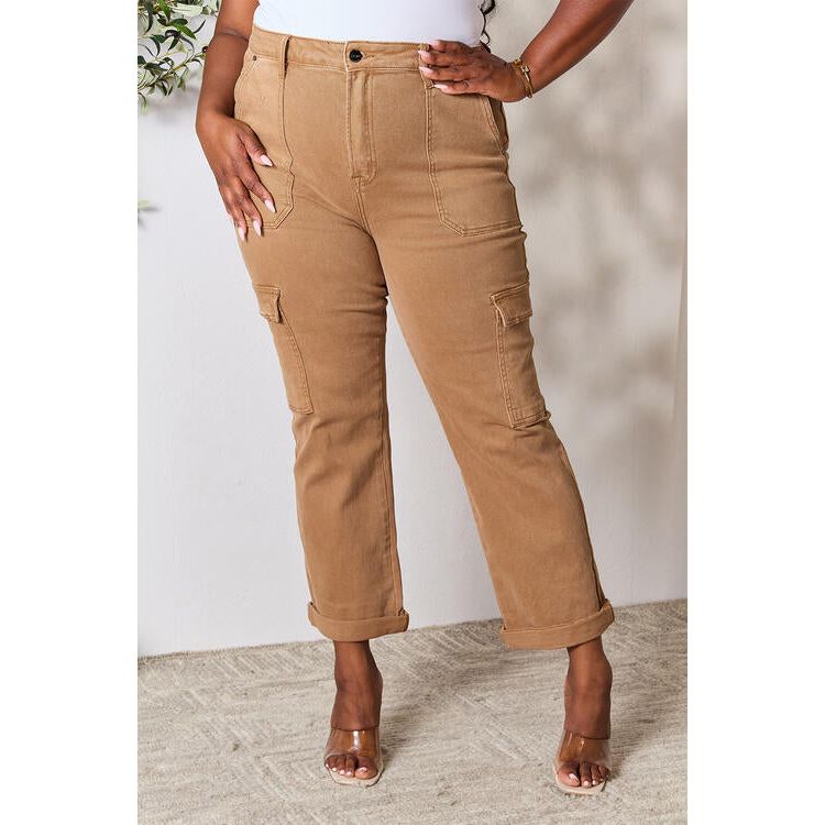 Risen Full Size High Waist Straight Jeans with Pockets