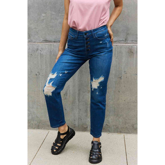 Judy Blue Melanie Full Size High Waisted Distressed Boyfriend Jeans