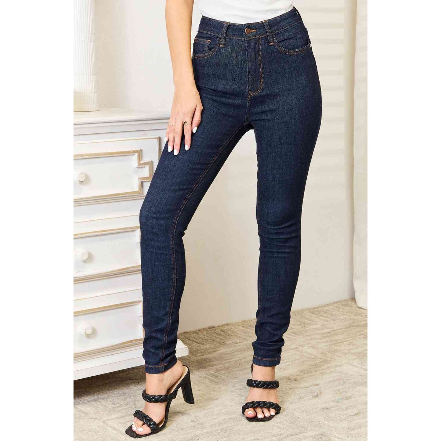 Judy Blue Full Size High Waist Pocket Embroidered Skinny Jeans