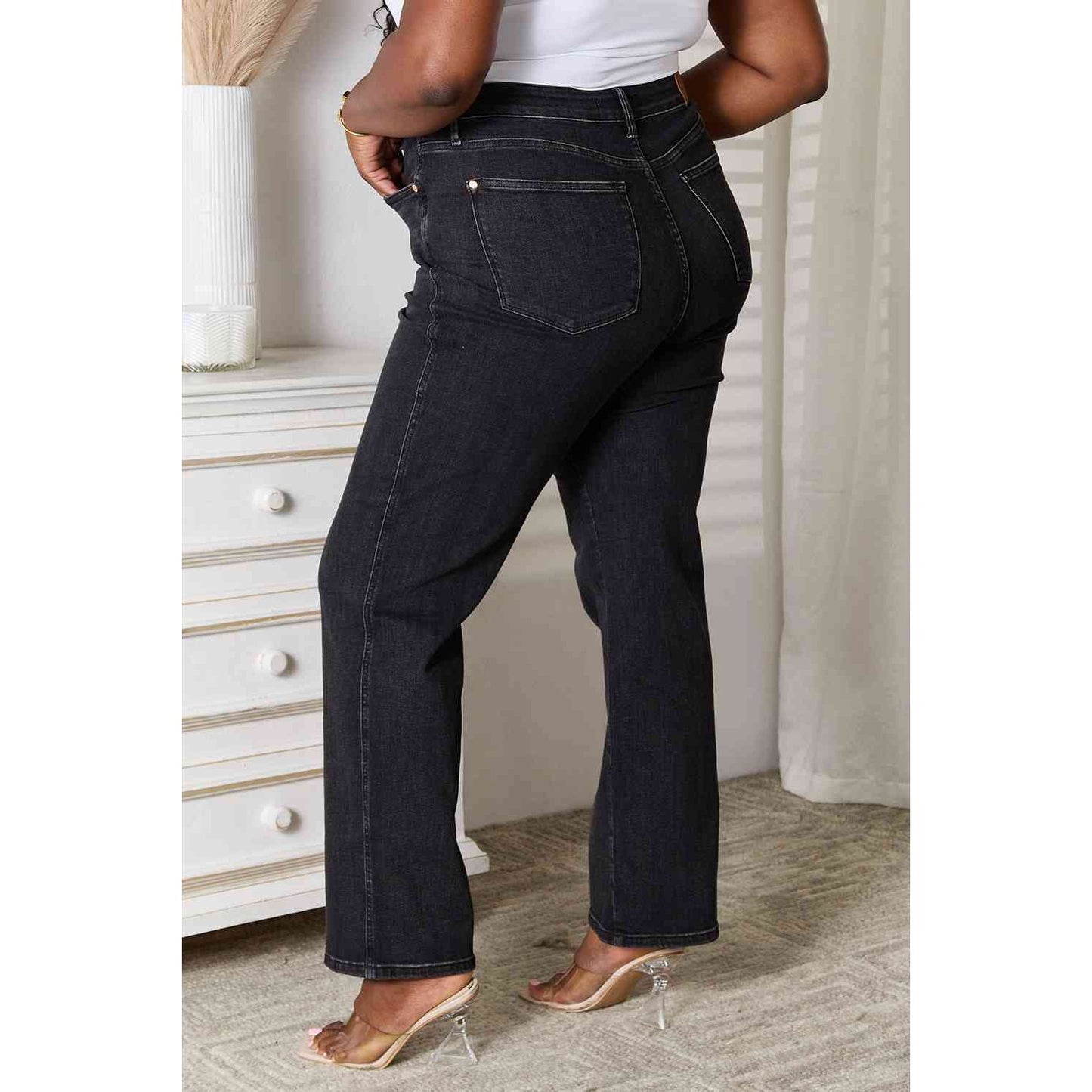 Judy Blue Tummy Control Washed Black Straight