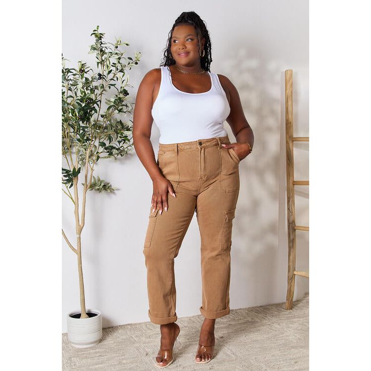 Risen Full Size High Waist Straight Jeans with Pockets