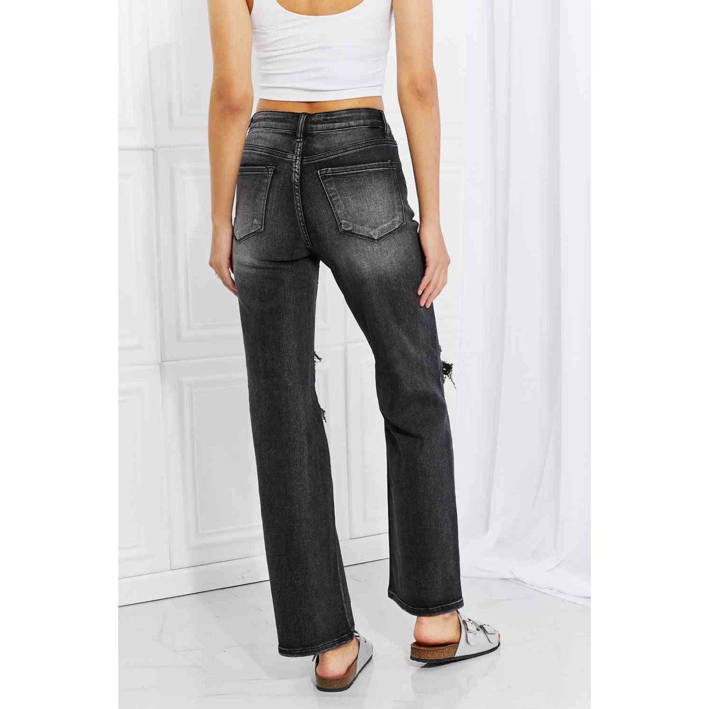 RISEN Full Size Lois Distressed Loose Fit Jeans